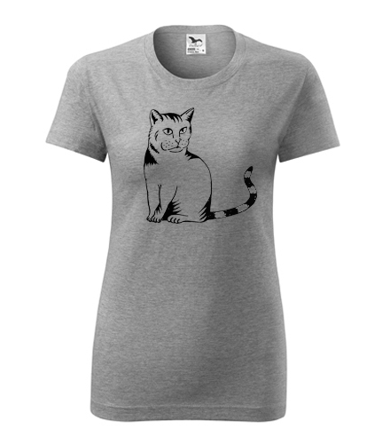 Šedé dámské tričko kočka divoká
