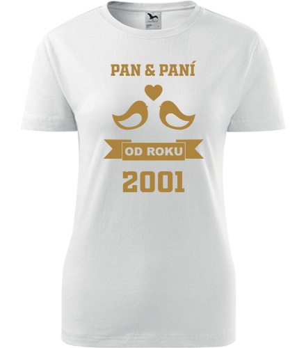 Dámské tričko k výročí svatby - holubičky zlaté - Trička pro páry