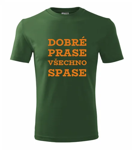 Lahvově zelené tričko Dobré prase všechno spase