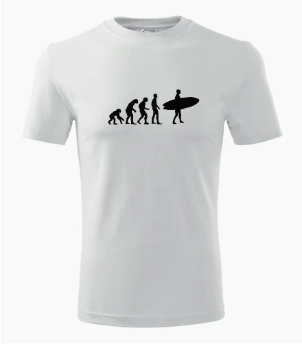 Bílé tričko evoluce surfař