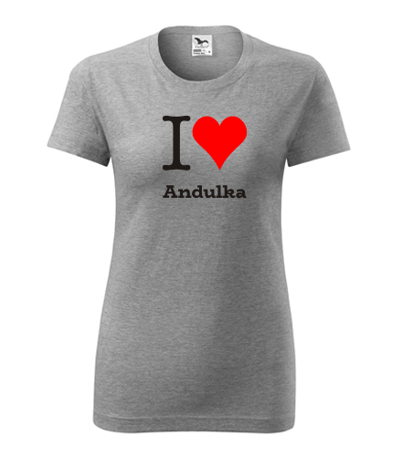 Šedé dámské tričko I love Andulka