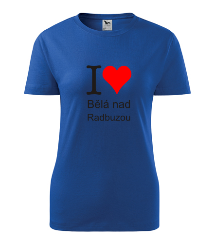 Modré dámské tričko I love Bělá nad Radbuzou