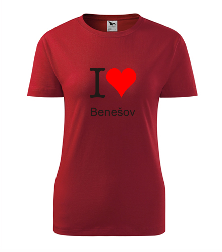 Červené dámské tričko I love Benešov