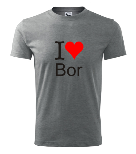 Šedé tričko I love Bor