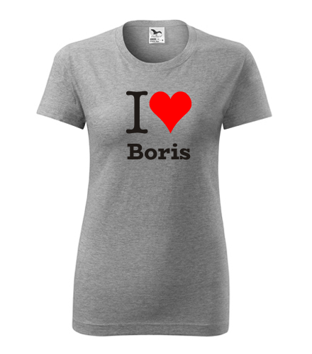 Šedé dámské tričko I love Boris