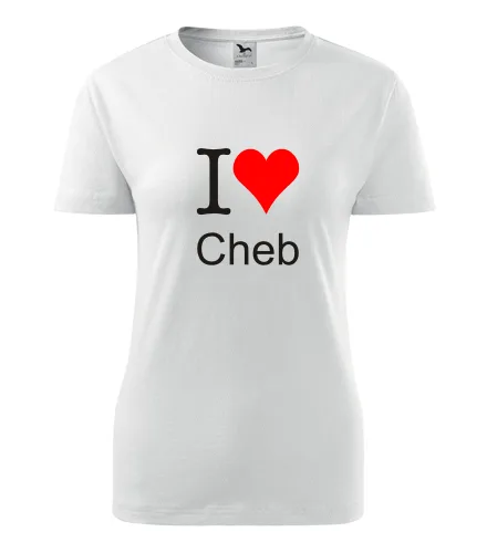 Bílé dámské tričko I love Cheb