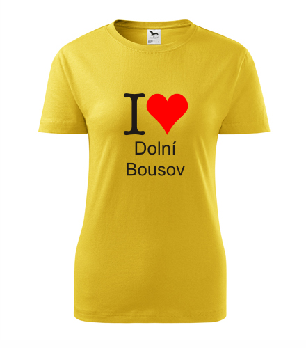 Žluté dámské tričko I love Dolní Bousov