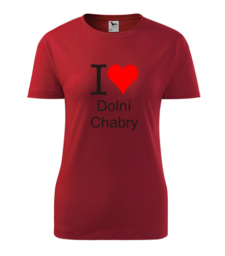 Červené dámské tričko I love Dolní Chabry