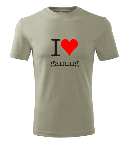 Khaki tričko I love gaming