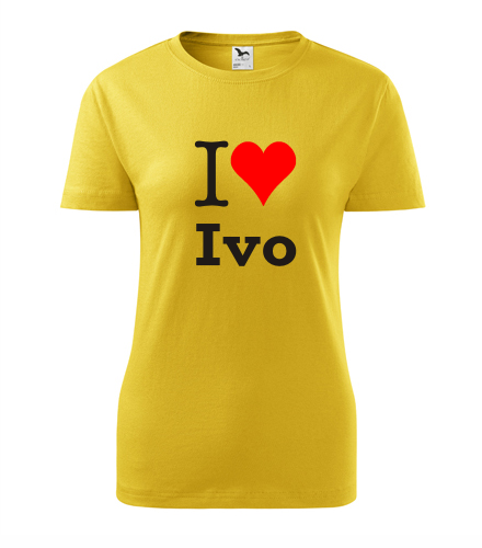 Žluté dámské tričko I love Ivo