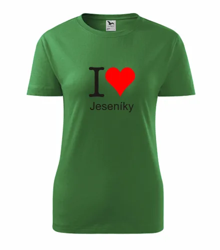 trička s potiskem Zelené dámské tričko I love Jeseníky 