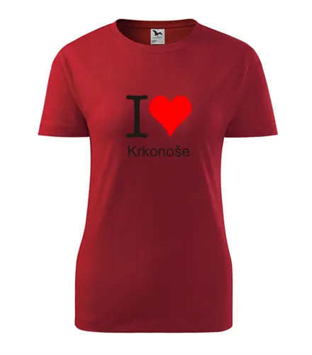 trička s potiskem Červené dámské tričko I love Krkonoše 