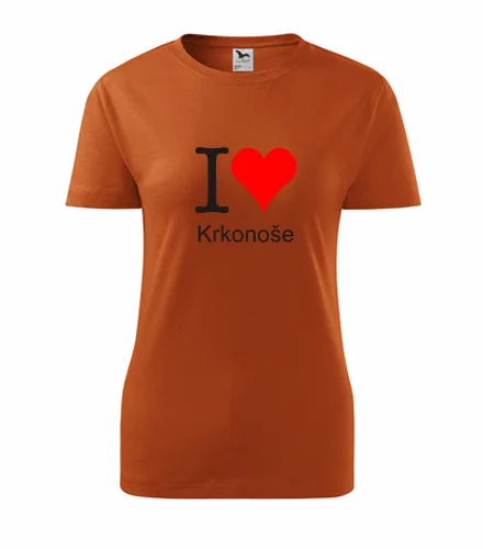 trička s potiskem Oranžové dámské tričko I love Krkonoše 