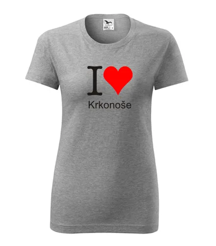 trička s potiskem Šedé dámské tričko I love Krkonoše 