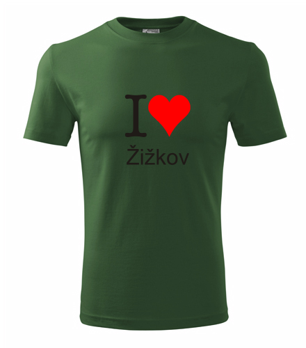 Lahvově zelené tričko I love Žižkov