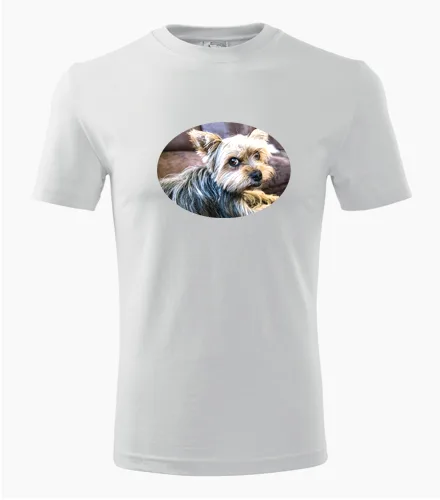 Bílé tričko s jorkšírem