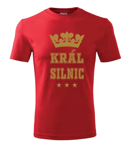 Červené tričko král silnic - zlatý potisk