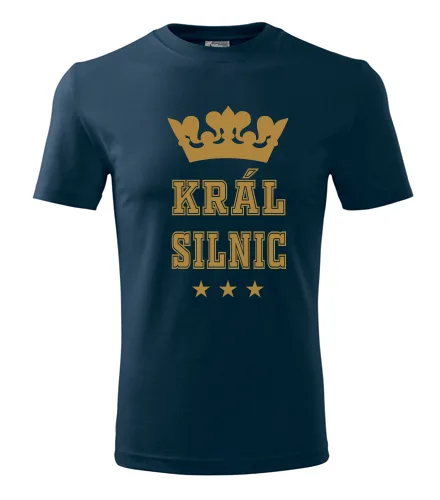 Tmavě modré tričko král silnic - zlatý potisk