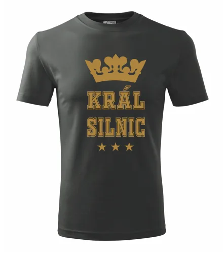 Grafitové tričko král silnic - zlatý potisk
