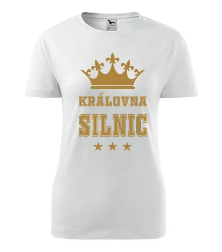 Bílé dámské tričko královna silnic zlaté