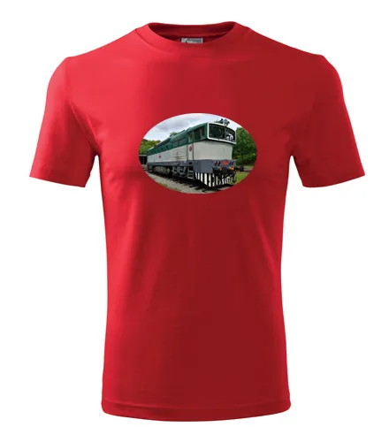trička s potiskem Červené tričko s lokomotivou 750 Brejlovec 