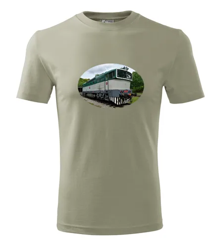 trička s potiskem Khaki tričko s lokomotivou 750 Brejlovec 