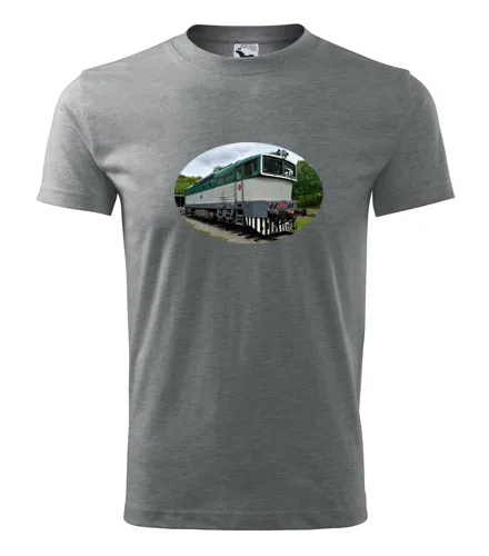 trička s potiskem Šedé tričko s lokomotivou 750 Brejlovec 