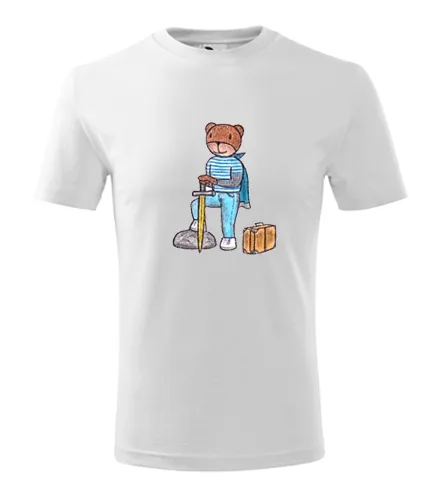 Bílé dětské tričko medvídek cestovatel