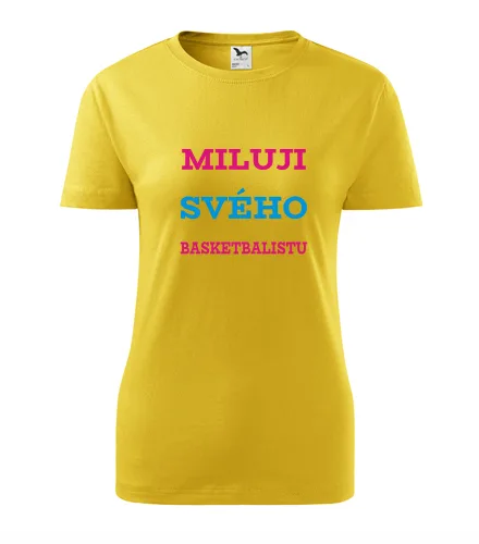 Žluté dámské tričko Miluji svého basketbalistu