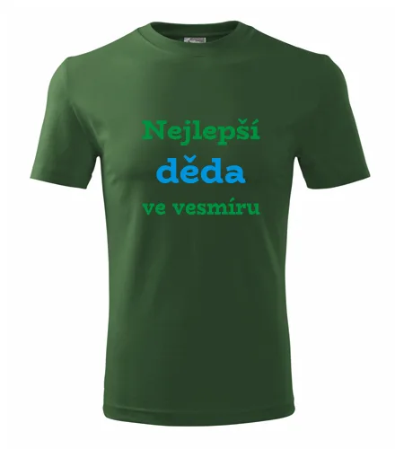 Lahvově zelené tričko děda ve vesmíru