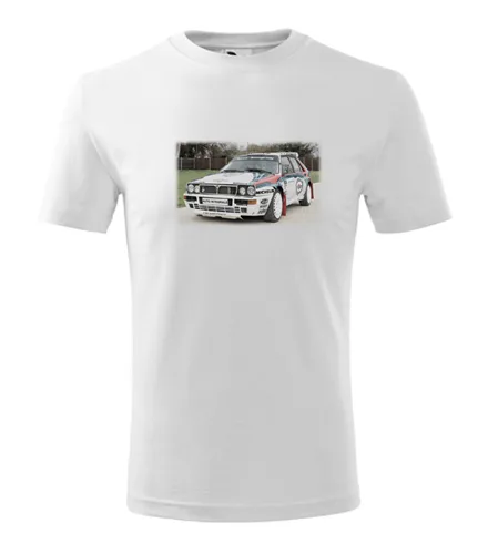 Bílé dětské tričko s kresbou Lancia Delta Integrale