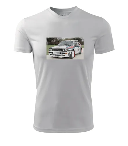 Bílé tričko s kresbou Lancia Delta Integrale