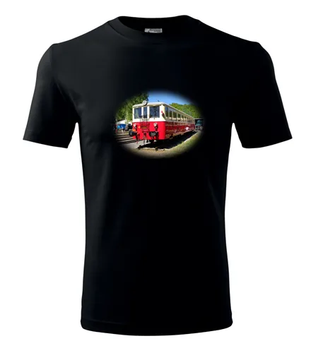 trička s potiskem Černé tričko s motorovým vozem 830 
