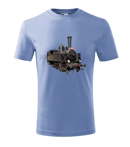 Světle modré dětské tričko s parní mašinkou 422