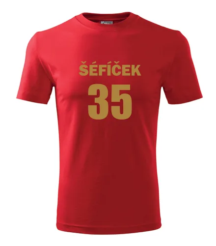 trička s potiskem Červené tričko Šéfíček 35 