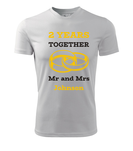 Tričko k výročí svatby - Mr and Mrs - žluté prstýnky - Trička pro páry