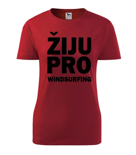 Červené dámské tričko Žiju pro windsurfing