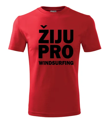 Červené tričko Žiju pro windsurfing