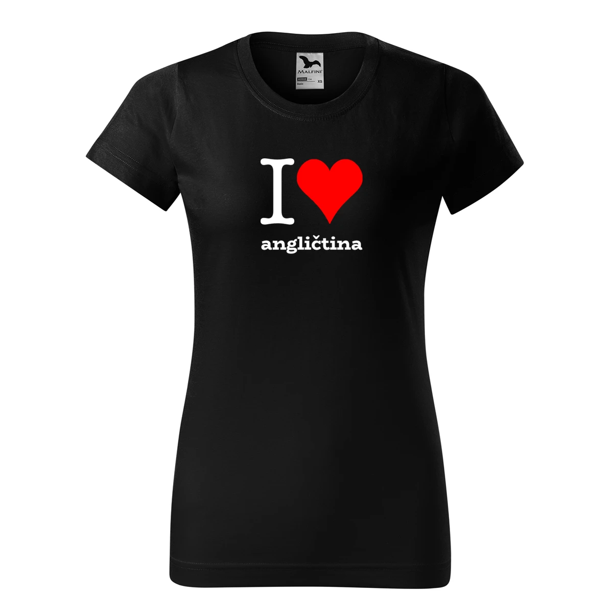Černé dámské tričko I love angličtina