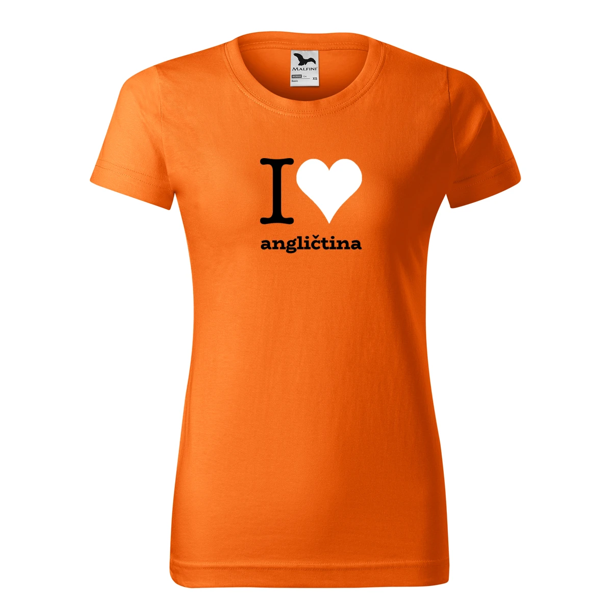 Oranžové dámské tričko I love angličtina