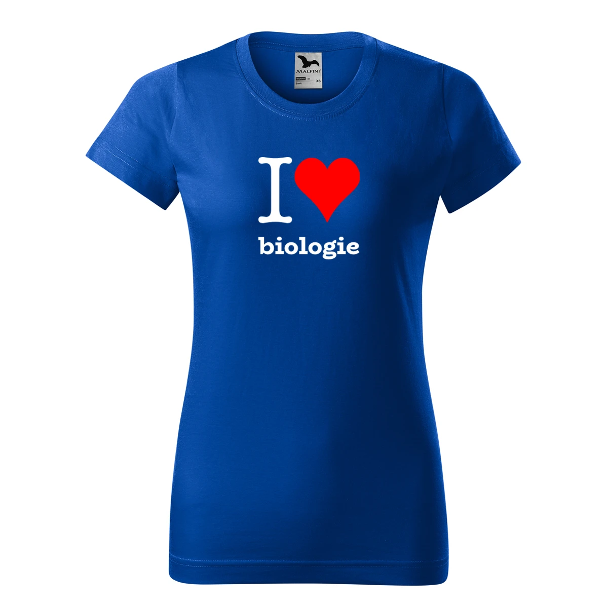 Modré dámské tričko I love biologie