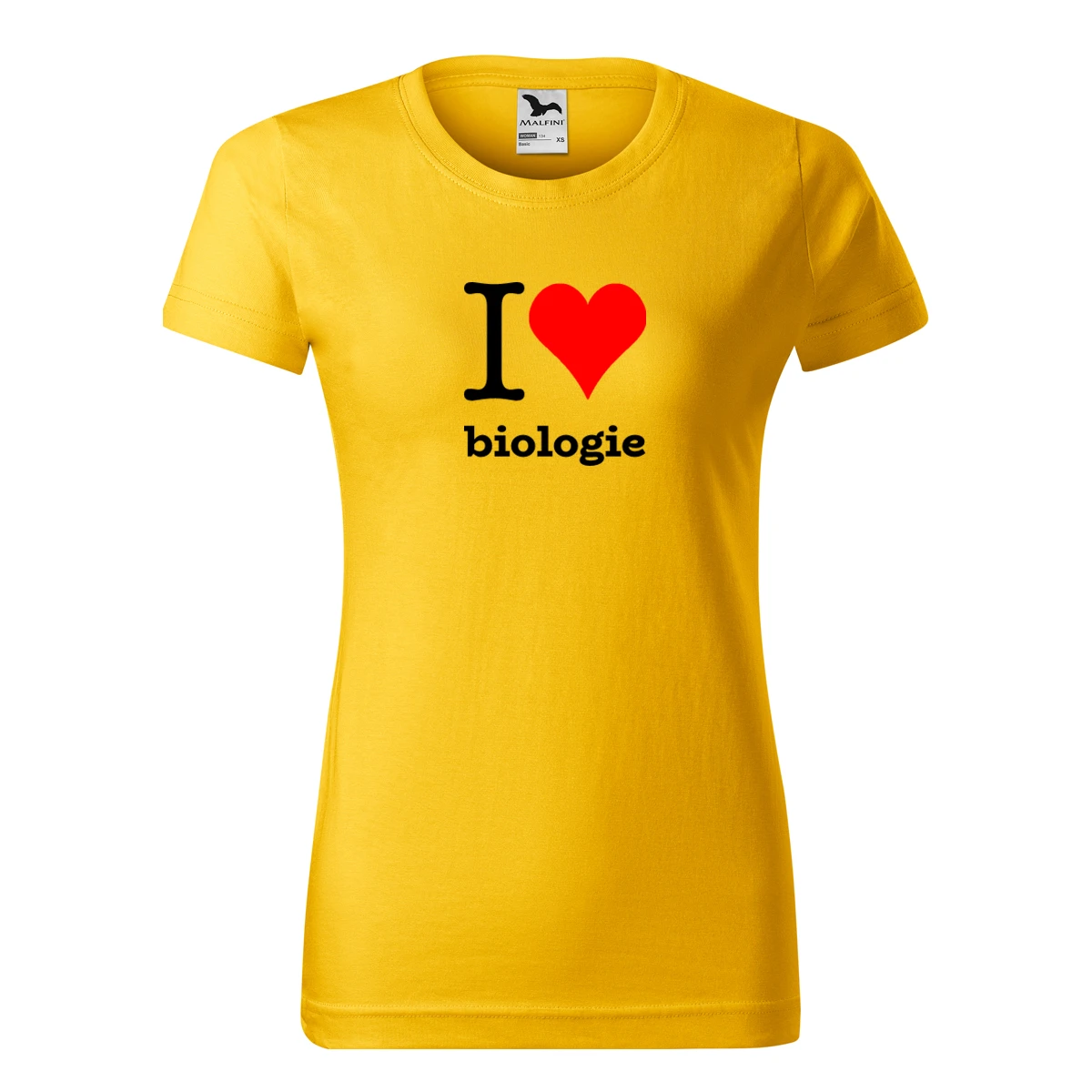 Žluté dámské tričko I love biologie