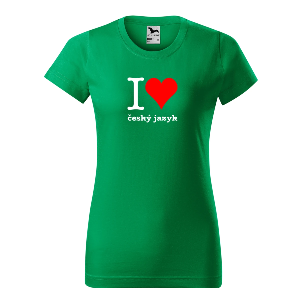 Zelené dámské tričko I love český jazyk