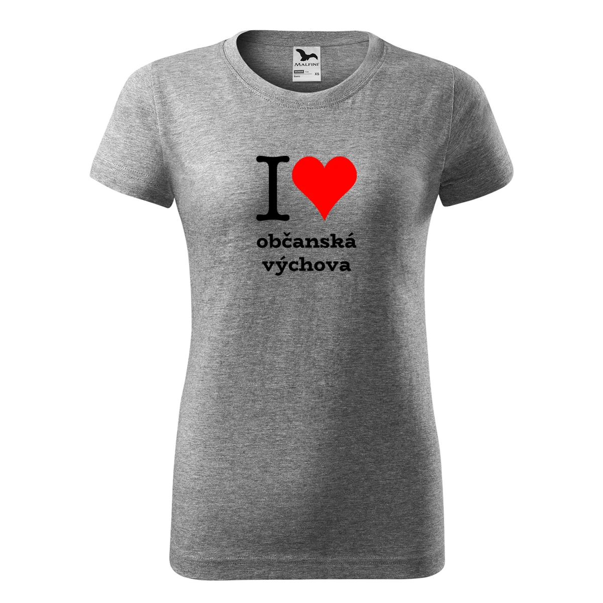 Šedé dámské tričko I love občanská výchova