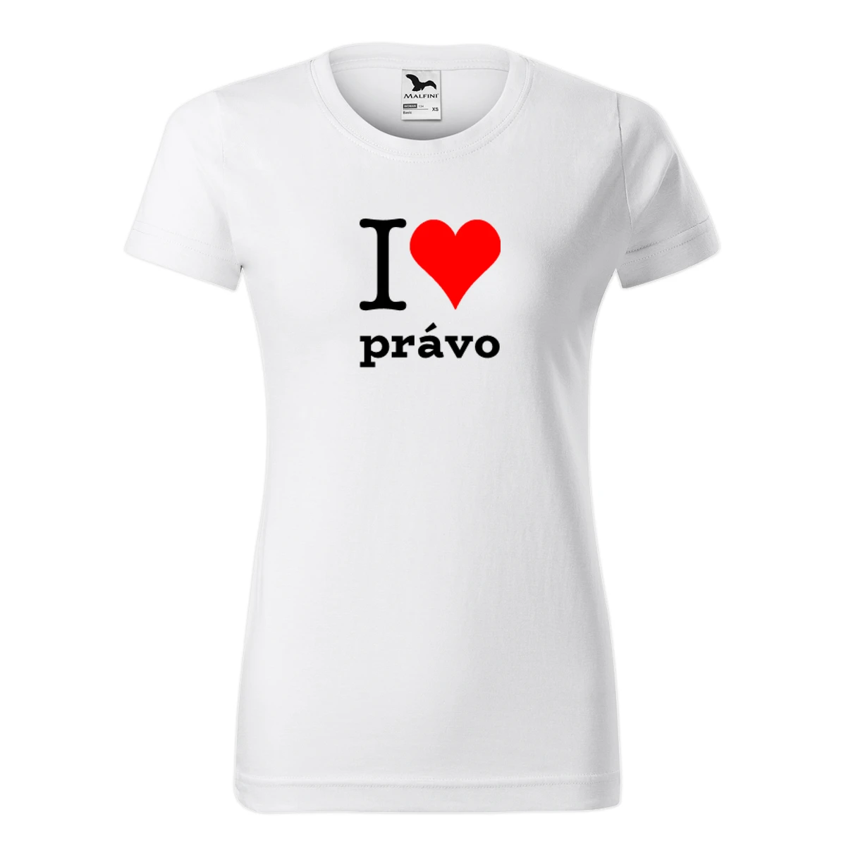 Bílé dámské tričko I love právo