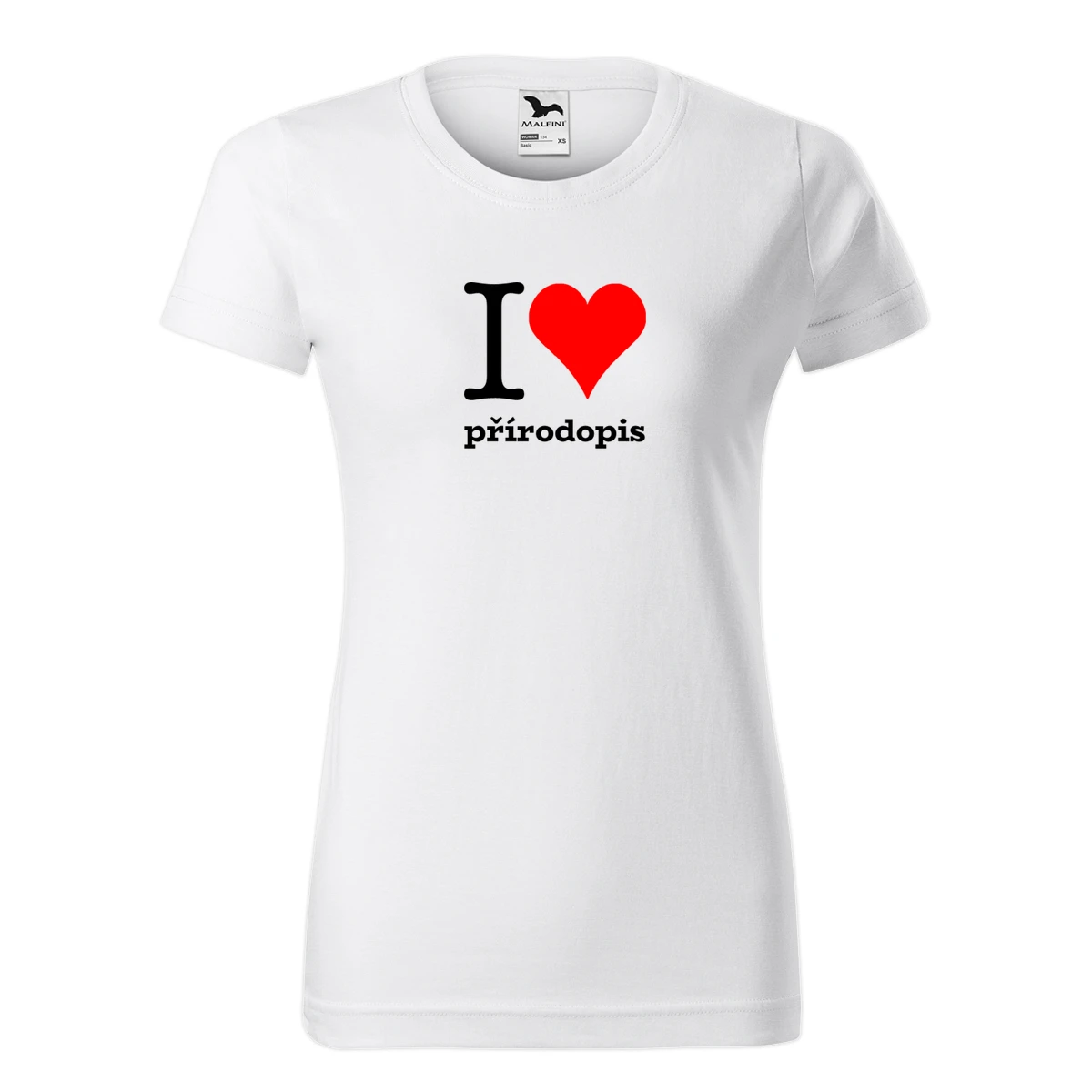 Bílé dámské tričko I love přírodopis