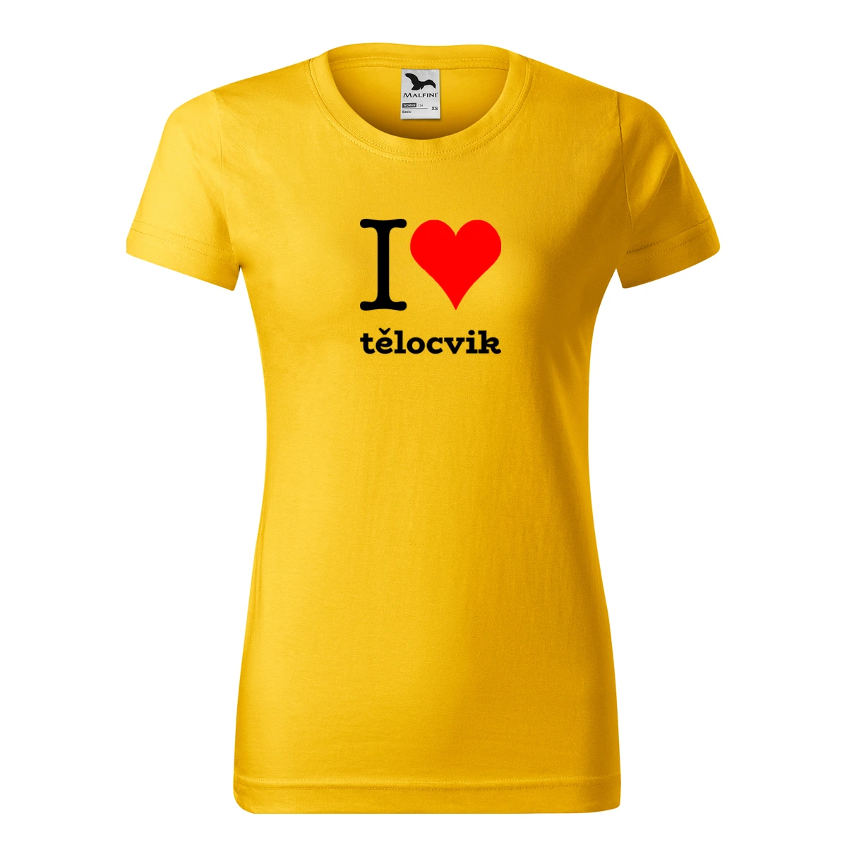 Žluté dámské tričko I love tělocvik