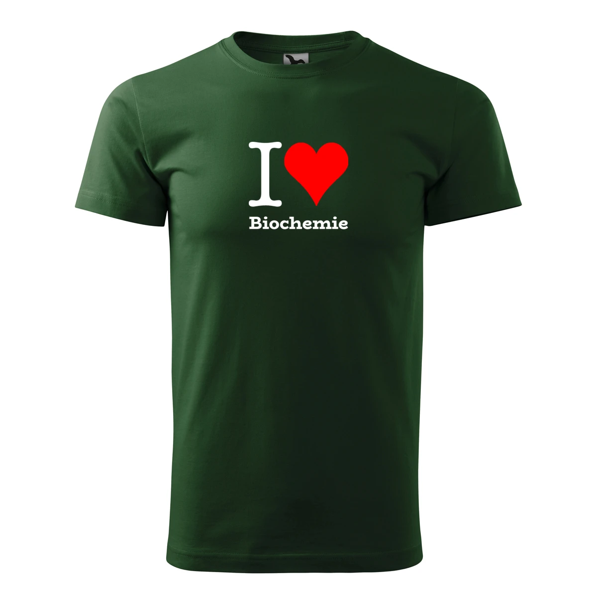 Lahvově zelené tričko I love Biochemie