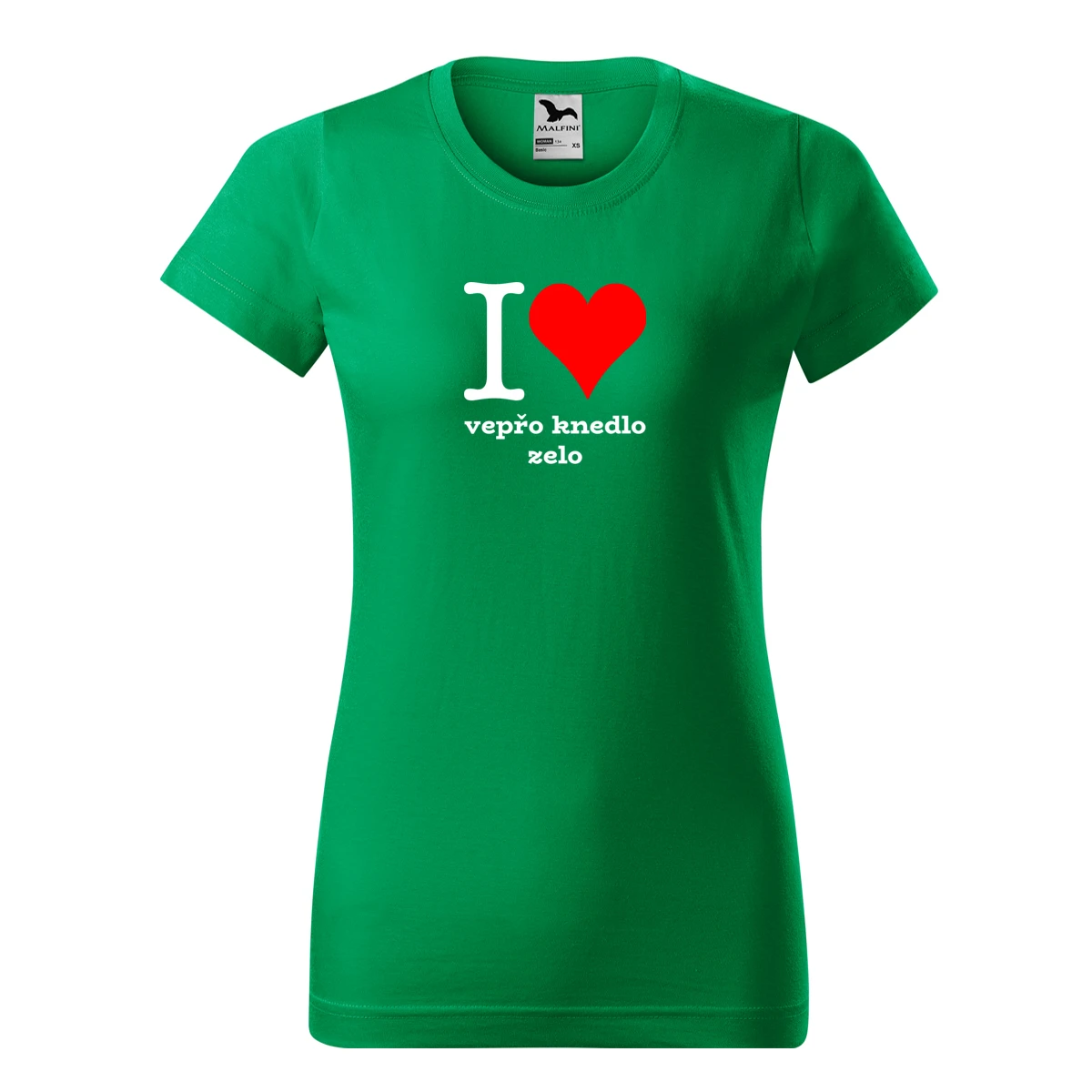trička s potiskem Zelené dámské tričko I love vepřo knedlo zelo - novinka