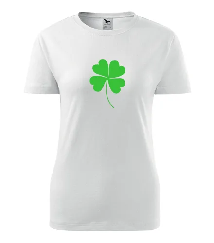 Bílé dámské tričko s čtyřlístkem